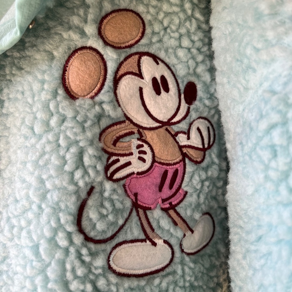 M - Disney Jacket Women Mickey Mouse Minnie Faux Fur Core New light blue - Picture 2 of 13